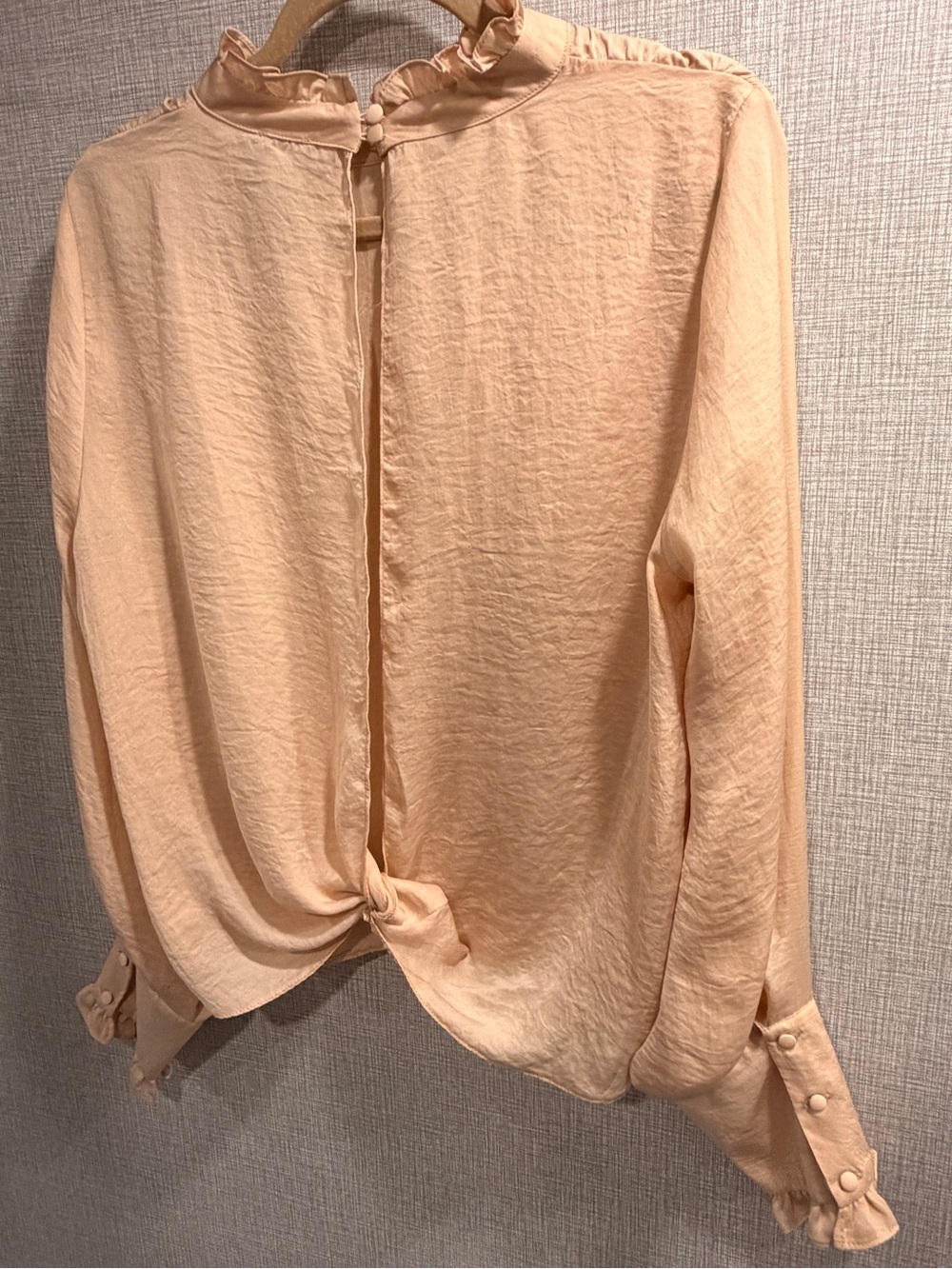NWT ASOS Brand Women's Blush Ruffle Neck Twist-Backless Blouse Size 14